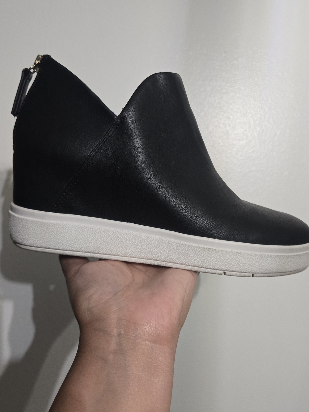 Dr. Scholl's Black Wedge Sneaker with White Sole